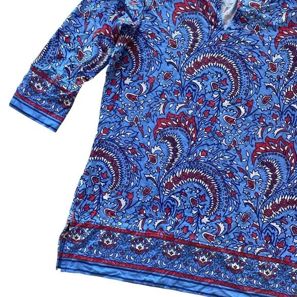 Coolibar Blue Red Paisley Tunic Top UPF 50+ Sun UV Protection Women’s Sz Small - Picture 3 of 4